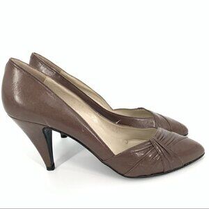 Collectif womens heels size 7.5 AA taupe gray leather pinup vintage 50s 60s VLV